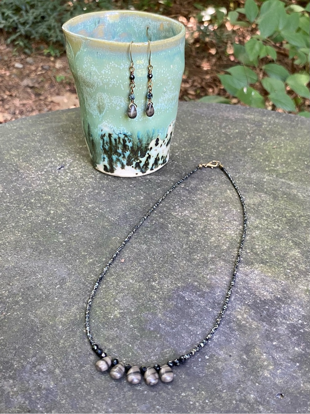 Jasper and Tourmaline Necklace and Earrings Set